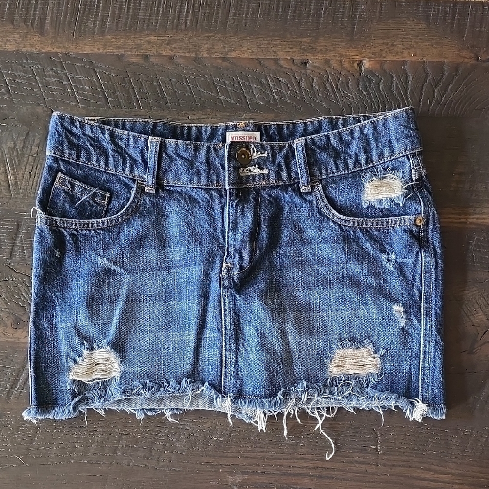 Mossimo Supply Co. Blue Distressed Denim Mini Skirt